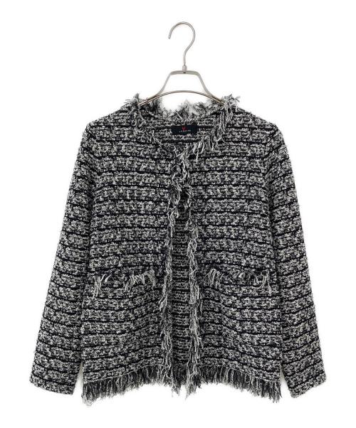 L'EQUIPE（レキップ）L'EQUIPE (レキップ) ツイードジャガードカーディガン ブラック サイズ:38の古着・服飾アイテム