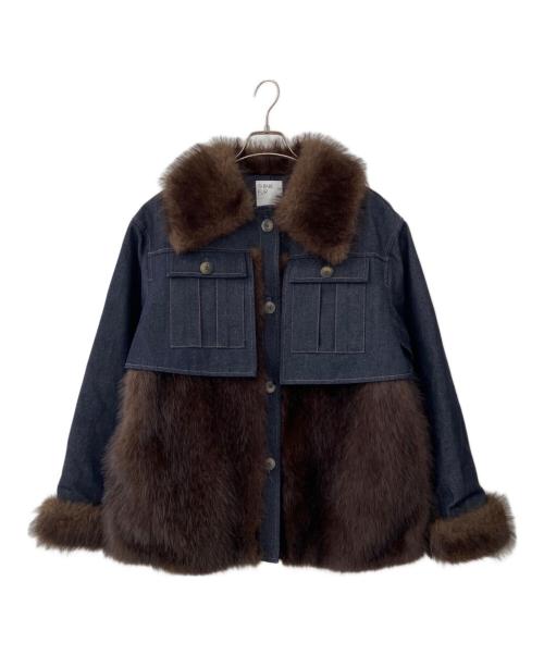 THINK FUR（シンクファー）THINK FUR (シンクファー) ファー付きデニムジャケット インディゴ×ブラウン サイズ:Mの古着・服飾アイテム