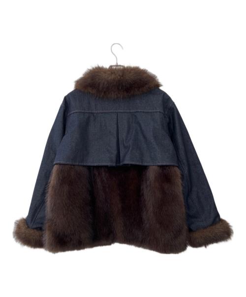 THINK FUR（シンクファー）THINK FUR (シンクファー) ファー付きデニムジャケット インディゴ×ブラウン サイズ:Mの古着・服飾アイテム