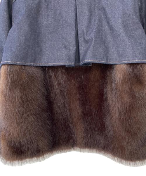 THINK FUR（シンクファー）THINK FUR (シンクファー) ファー付きデニムジャケット インディゴ×ブラウン サイズ:Mの古着・服飾アイテム