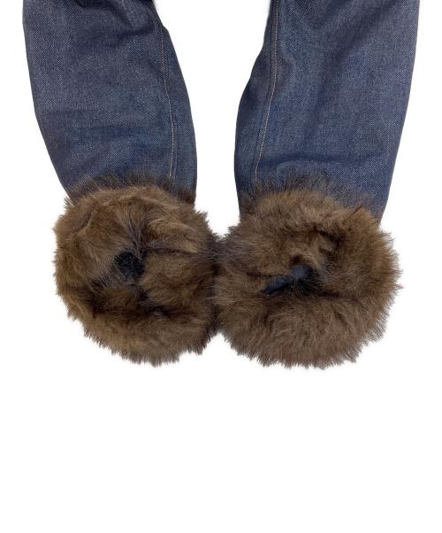 THINK FUR（シンクファー）THINK FUR (シンクファー) ファー付きデニムジャケット インディゴ×ブラウン サイズ:Mの古着・服飾アイテム
