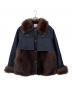 THINK FUR（シンクファー）の古着「ファー付きデニムジャケット」｜インディゴ×ブラウン