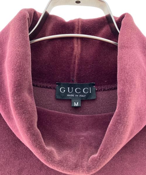 GUCCI（グッチ）GUCCI (グッチ) ベロアタートルネックカットソー ワインレッド サイズ:Mの古着・服飾アイテム