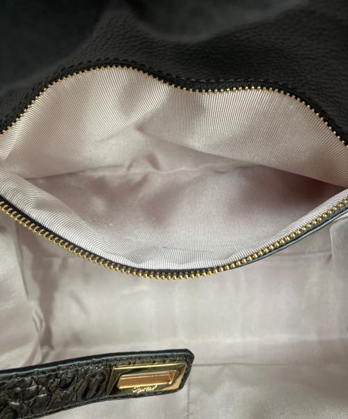 LEATHER JEWELS（レザージュエルズ）LEATHER JEWELS (レザージュエルズ) クロコダイル型押しハンドバッグ ブラウンの古着・服飾アイテム