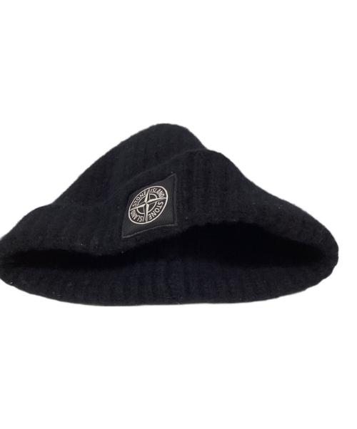 STONE ISLAND（ストーンアイランド）STONE ISLAND (ストーンアイランド) ニット帽 ブラックの古着・服飾アイテム