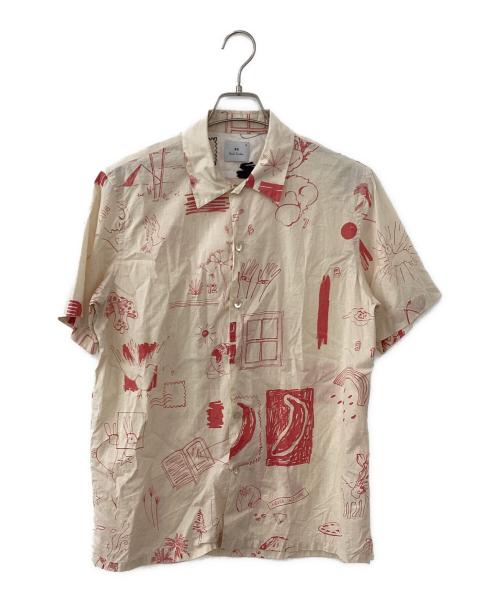 PAUL SMITH（ポールスミス）PAUL SMITH (ポールスミス) 半袖シャツ アイボリー×レッド サイズ:Mの古着・服飾アイテム