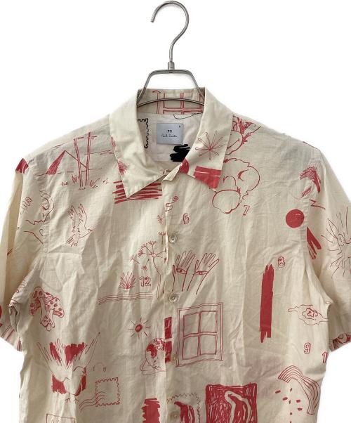 PAUL SMITH（ポールスミス）PAUL SMITH (ポールスミス) 半袖シャツ アイボリー×レッド サイズ:Mの古着・服飾アイテム