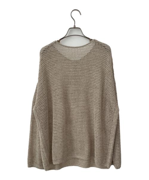 JOURNAL STANDARD relume（ジャーナルスタンダード レリューム）JOURNAL STANDARD relume (ジャーナルスタンダード レリューム) 薄手ニット　ミックスメッシュ2WAYヘンリープルオーバー ベージュ サイズ:Fの古着・服飾アイテム