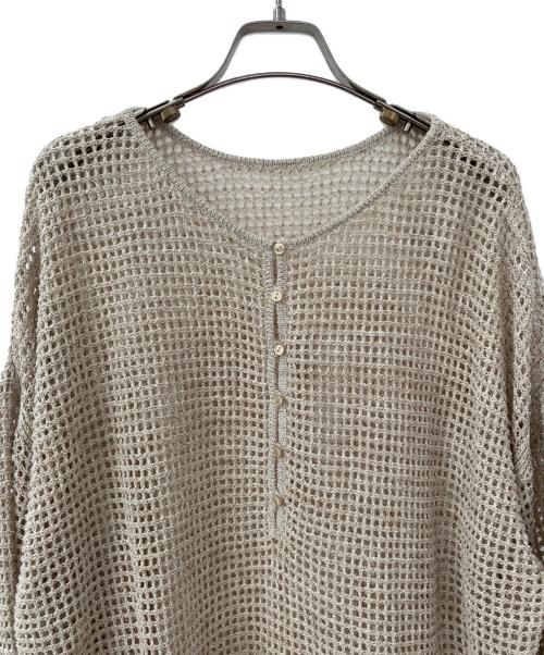 JOURNAL STANDARD relume（ジャーナルスタンダード レリューム）JOURNAL STANDARD relume (ジャーナルスタンダード レリューム) 薄手ニット　ミックスメッシュ2WAYヘンリープルオーバー ベージュ サイズ:Fの古着・服飾アイテム