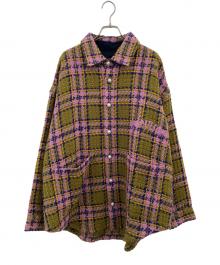 CVTVLIST×ROYAL FLASH（カタリスト×ロイヤルフラッシュ）の古着「ツイードシャツジャケット」｜ピンク×カーキ