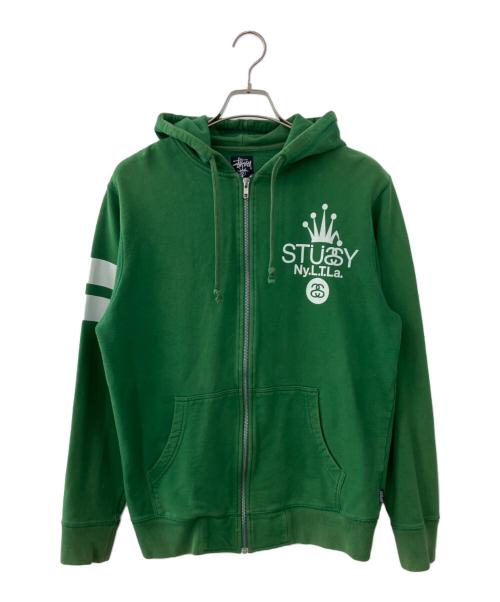 stussy（ステューシー）stussy (ステューシー) ジップパーカー グリーン サイズ:Lの古着・服飾アイテム