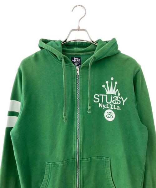 stussy（ステューシー）stussy (ステューシー) ジップパーカー グリーン サイズ:Lの古着・服飾アイテム