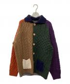 BEAMS PLUSビームスプラス）の古着「厚手カーディガン」｜ネイビー×グリーン×ブラウン