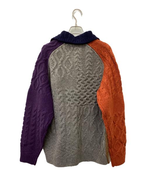 BEAMS PLUS（ビームスプラス）BEAMS PLUS (ビームスプラス) 厚手カーディガン ネイビー×グリーン×ブラウン サイズ:Mの古着・服飾アイテム