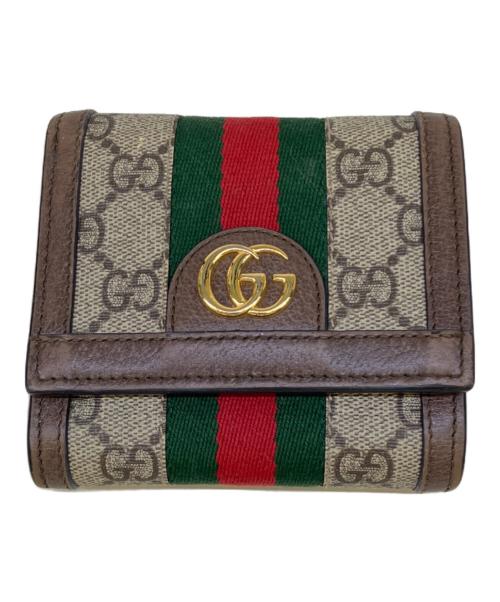 GUCCI（グッチ）GUCCI (グッチ) 2つ折り財布　GG ブラウンの古着・服飾アイテム