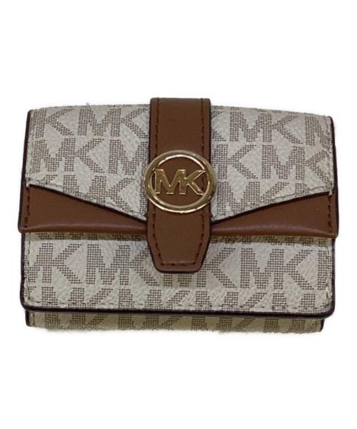 MICHAEL KORS（マイケルコース）MICHAEL KORS (マイケルコース) 3つ折り財布 ホワイト×ブラウンの古着・服飾アイテム