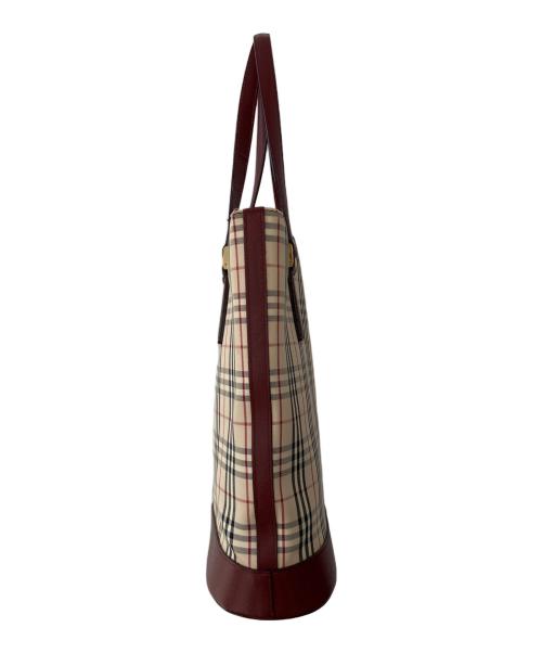 BURBERRY（バーバリー）BURBERRY (バーバリー) トートバッグ レッド×ベージュの古着・服飾アイテム