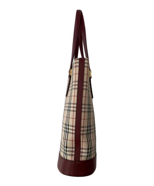 BURBERRY（バーバリー）BURBERRY (バーバリー) トートバッグ レッド×ベージュの古着・服飾アイテム