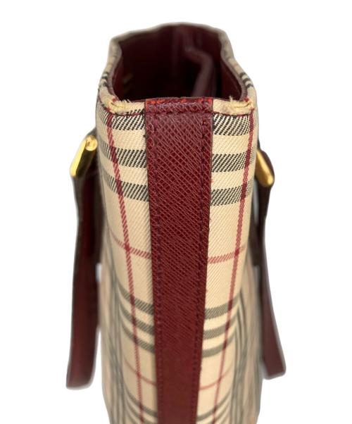 BURBERRY（バーバリー）BURBERRY (バーバリー) トートバッグ レッド×ベージュの古着・服飾アイテム