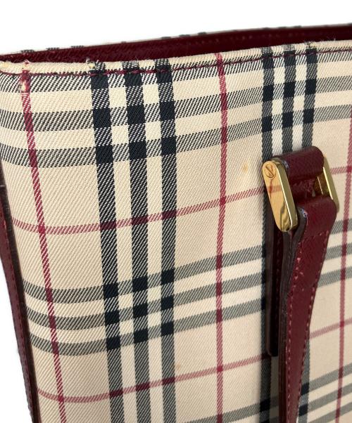 BURBERRY（バーバリー）BURBERRY (バーバリー) トートバッグ レッド×ベージュの古着・服飾アイテム