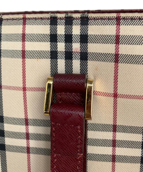 BURBERRY（バーバリー）BURBERRY (バーバリー) トートバッグ レッド×ベージュの古着・服飾アイテム