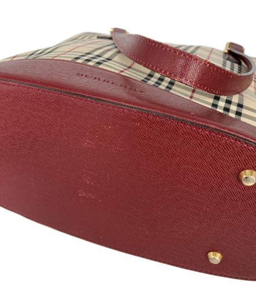 BURBERRY（バーバリー）BURBERRY (バーバリー) トートバッグ レッド×ベージュの古着・服飾アイテム