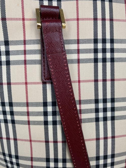 BURBERRY（バーバリー）BURBERRY (バーバリー) トートバッグ レッド×ベージュの古着・服飾アイテム