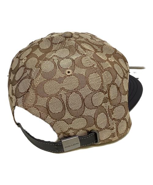 COACH（コーチ）COACH (コーチ) シグネチャー ジャカード フラット ブリム ハット ベージュ×ブラックの古着・服飾アイテム