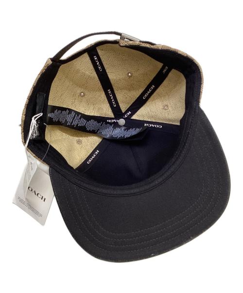 COACH（コーチ）COACH (コーチ) シグネチャー ジャカード フラット ブリム ハット ベージュ×ブラックの古着・服飾アイテム