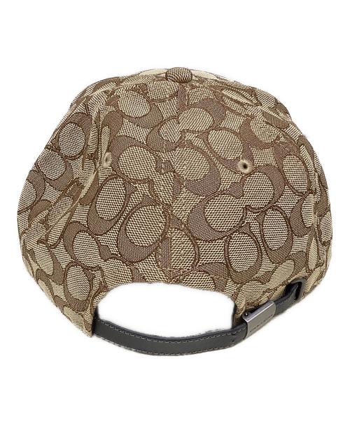 COACH（コーチ）COACH (コーチ) シグネチャー ジャカード フラット ブリム ハット ベージュ×ブラックの古着・服飾アイテム