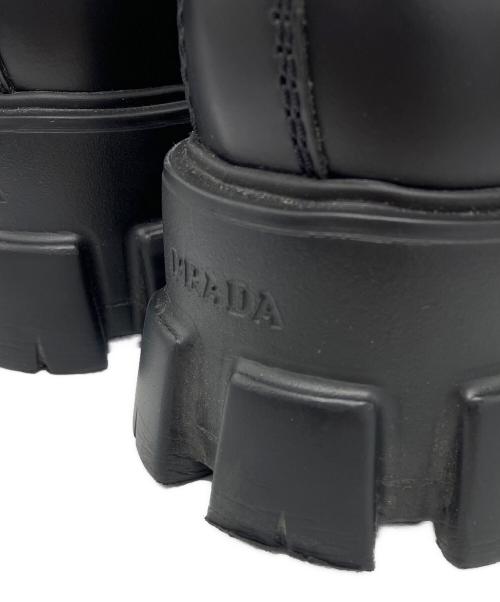 PRADA（プラダ）PRADA (プラダ) モノリス ポーチ付 レザーx Re-Nylon コンバットブーツ ブラック サイズ:7 1/2の古着・服飾アイテム