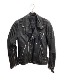 HUDSON（ハドソン）の古着「レザーライダースジャケット」｜ブラック