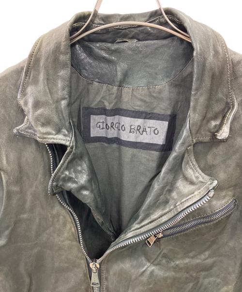 GIORGIO BRATO（ジョルジョブラッド）GIORGIO BRATO (ジョルジョブラッド) レザージャケット カーキ サイズ:48の古着・服飾アイテム