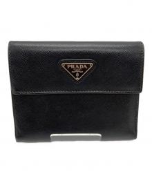 PRADA（プラダ）の古着「2つ折り財布」｜ブラック