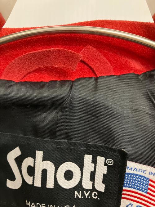 Schott（ショット）Schott (ショット) スウェードレザージャケット レッド サイズ:40の古着・服飾アイテム