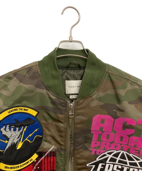 FIRST ROW（ファーストロウ）FIRST ROW (ファーストロウ) FIRST ROW ACT TODAY MULTI PATCHES MA-1 JACKET オリーブ サイズ:X LARGEの古着・服飾アイテム