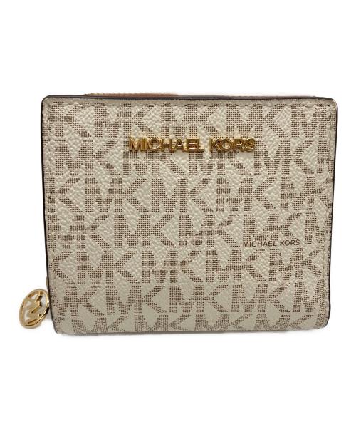 MICHAEL KORS（マイケルコース）MICHAEL KORS (マイケルコース) 2つ折り財布 アイボリー×ブラウンの古着・服飾アイテム