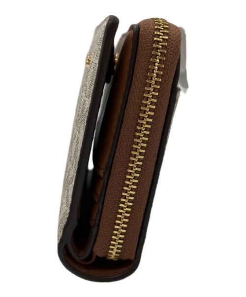MICHAEL KORS（マイケルコース）MICHAEL KORS (マイケルコース) 2つ折り財布 アイボリー×ブラウンの古着・服飾アイテム