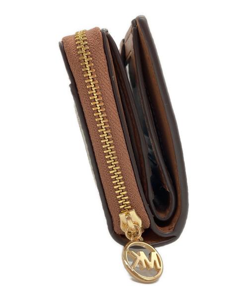 MICHAEL KORS（マイケルコース）MICHAEL KORS (マイケルコース) 2つ折り財布 アイボリー×ブラウンの古着・服飾アイテム