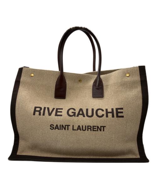 Saint Laurent Paris（サンローランパリ）Saint Laurent Paris (サンローランパリ) リヴ・ゴーシュ　トートバッグ ベージュ×ブラウンの古着・服飾アイテム
