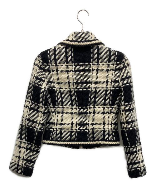 CELINE（セリーヌ）CELINE (セリーヌ) マカダムジップツイードジャケット ブラック×ホワイト サイズ:36の古着・服飾アイテム