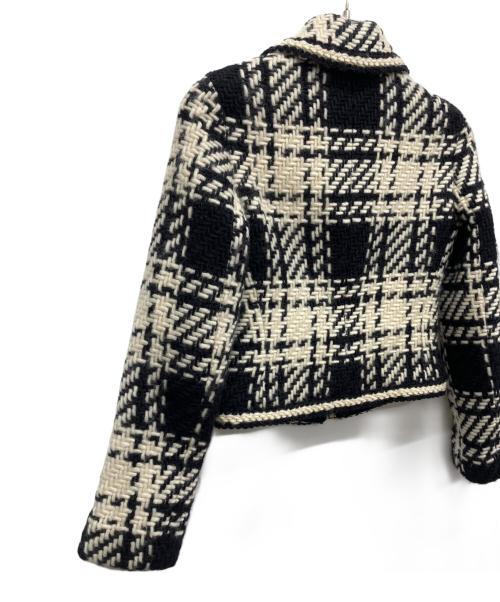 CELINE（セリーヌ）CELINE (セリーヌ) マカダムジップツイードジャケット ブラック×ホワイト サイズ:36の古着・服飾アイテム