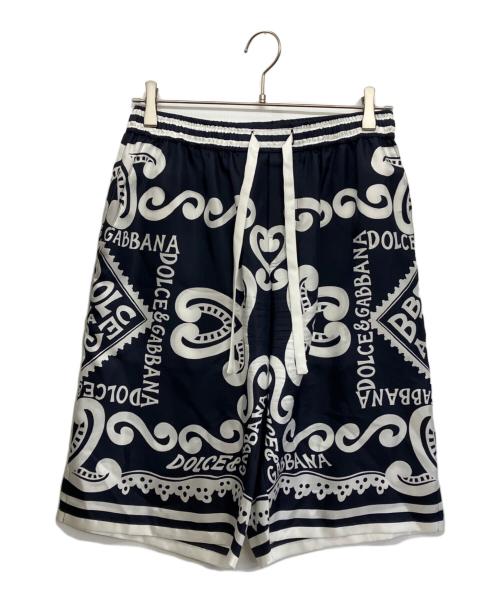 DOLCE & GABBANA（ドルチェ＆ガッバーナ）DOLCE & GABBANA (ドルチェ＆ガッバーナ) ハーフパンツ ネイビー×ホワイト サイズ:46の古着・服飾アイテム