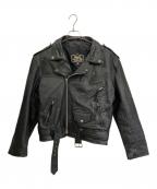 first genuine leatherファースト ジーニーレザー）の古着「ダブルライダースジャケット」｜ブラック
