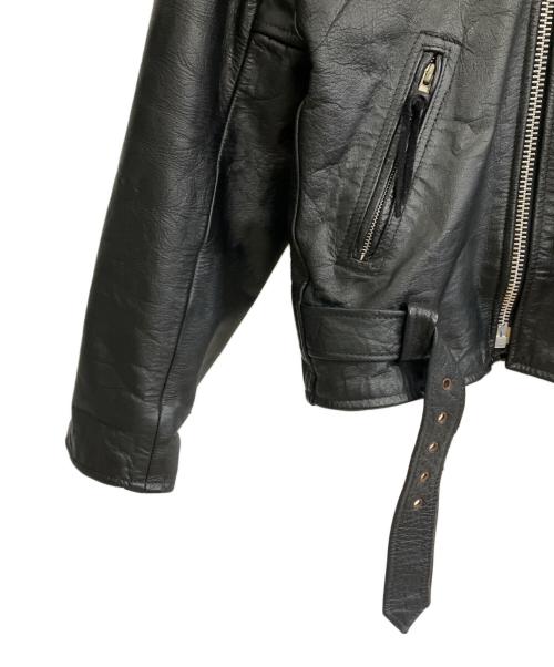 first genuine leather（ファースト ジーニーレザー）first genuine leather (ファースト ジーニーレザー) ダブルライダースジャケット ブラック サイズ:44の古着・服飾アイテム