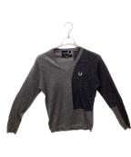 FRED PERRY×RAF SIMONSフレッドペリー×ラフシモンズ）の古着「薄手ニット」｜ブラック×グレー