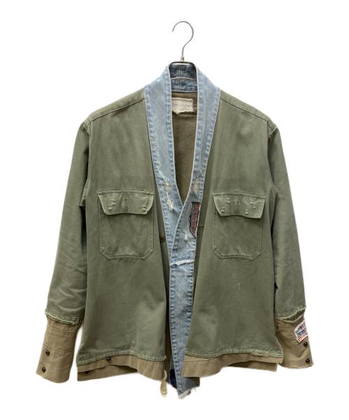 GREG LAUREN（グレッグローレン）GREG LAUREN (グレッグローレン) 切替デニムジャケット グリーン スカイブルー サイズ:不明の古着・服飾アイテム