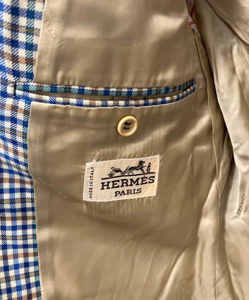 HERMES（エルメス）HERMES (エルメス) テーラードジャケット ホワイト×ブルー グリーン サイズ:不明の古着・服飾アイテム