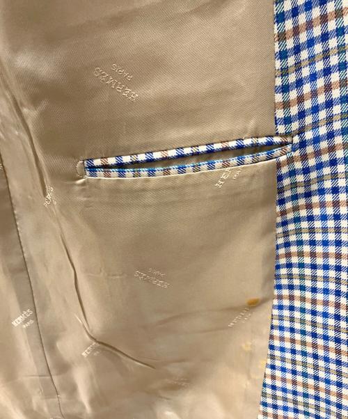 HERMES（エルメス）HERMES (エルメス) テーラードジャケット ホワイト×ブルー グリーン サイズ:不明の古着・服飾アイテム