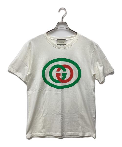 GUCCI（グッチ）GUCCI (グッチ) Tシャツ ホワイト×グリーン サイズ:Sの古着・服飾アイテム